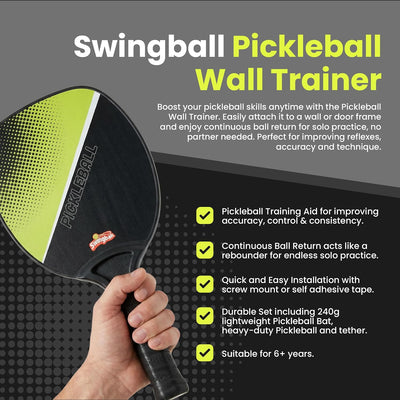 Swingball Pickleball Trainer, Wall-Mount Rebounder, Tethered Ball, Ages 6+