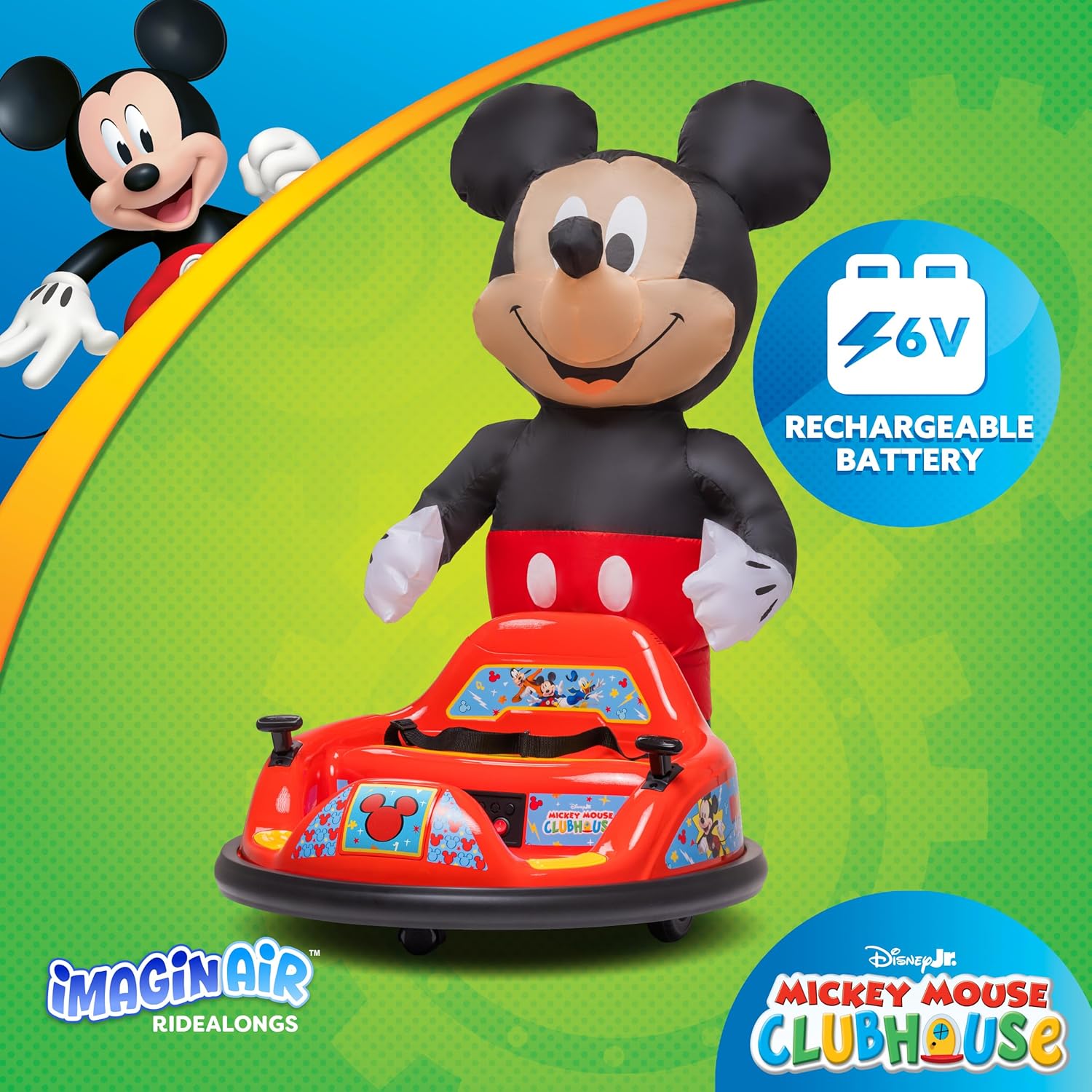ImaginAir 6V Bumper Car with Auto-Inflated Mickey Mouse
