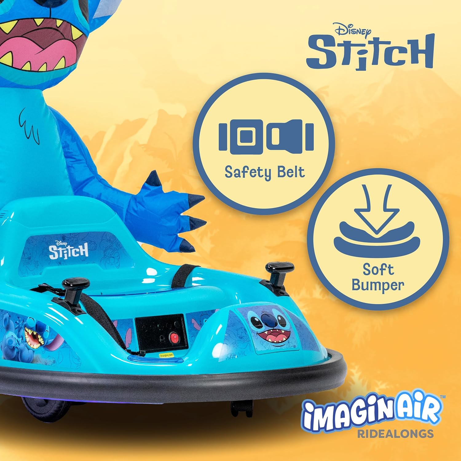ImaginAir 6V Bumper Car with Auto-Inflated Stitch