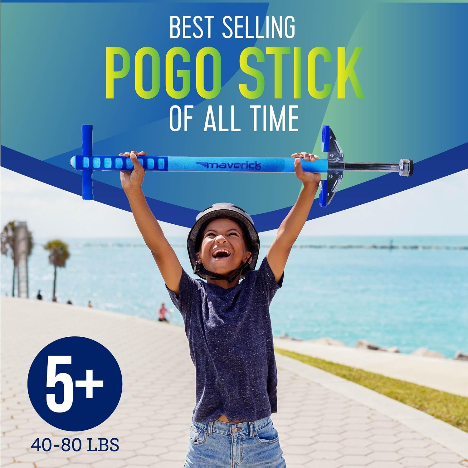 Original Foam Maverick Pogo Stick, Kids Ages 5+, 40-80lbs