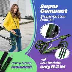 X3M Scooter for Kids Ages 6-12 - Scooters for Teens 12 Years and Up - Adult Scooter with Anti-Shock Suspension - Scooter for Kids 8 Years and Up with 4 Adjustment Levels Handlebar Up to 41 Inches High