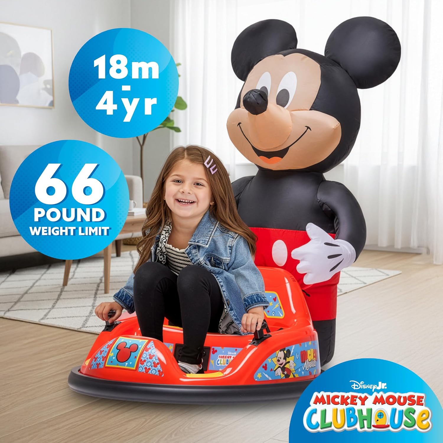 ImaginAir 6V Bumper Car with Auto-Inflated Mickey Mouse