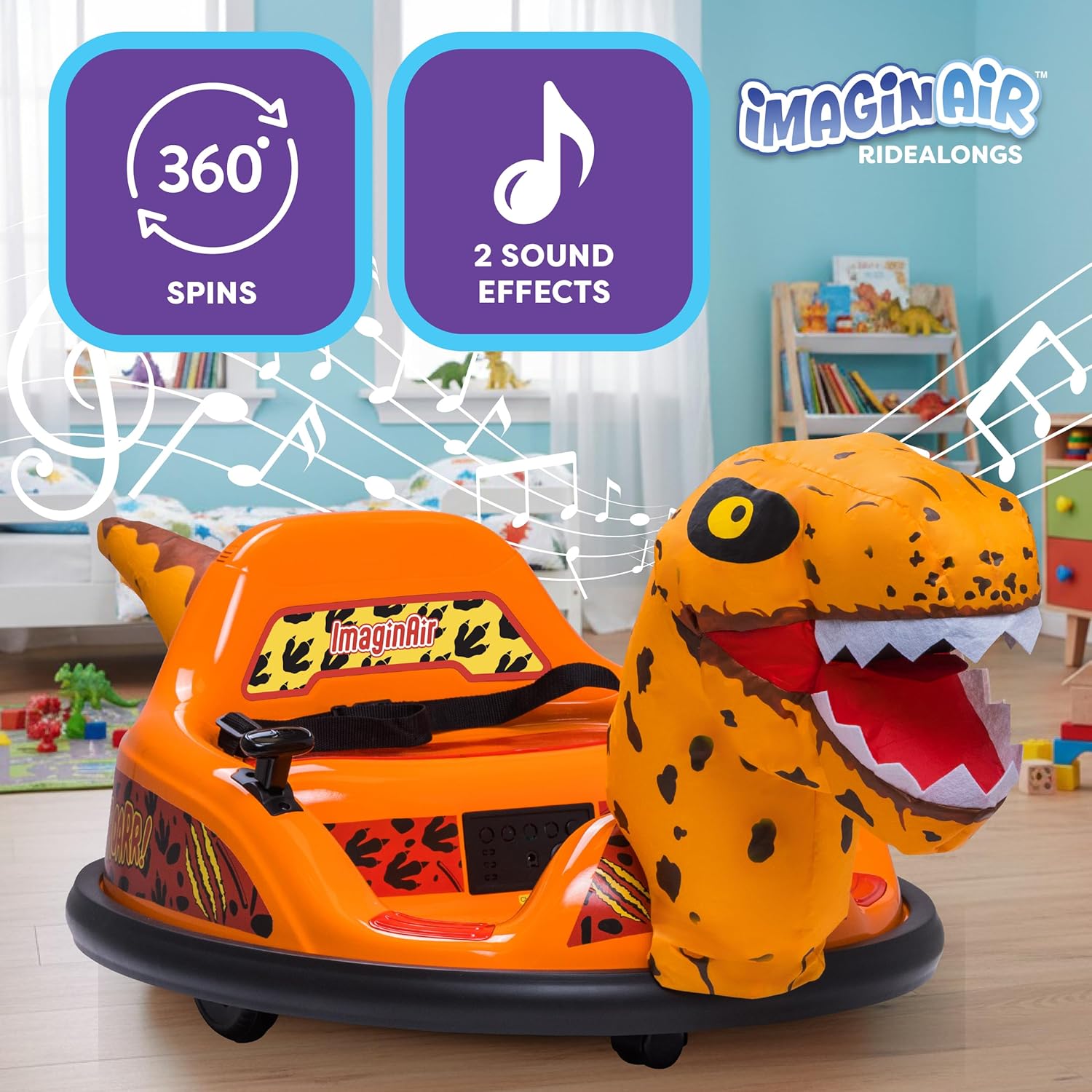 ImaginAir 6V Bumper Car with Auto-Inflated Orange Raptor