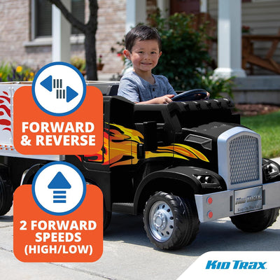 Kid Trax 12V Semi Truck Ride On Toys w/Detachable Cargo Trailer