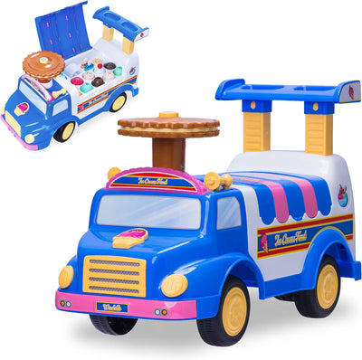 Waddle Ice Cream Toy Truck Ride-On, Ages 1-3, Ice Cream Playset, 44lb Capacity