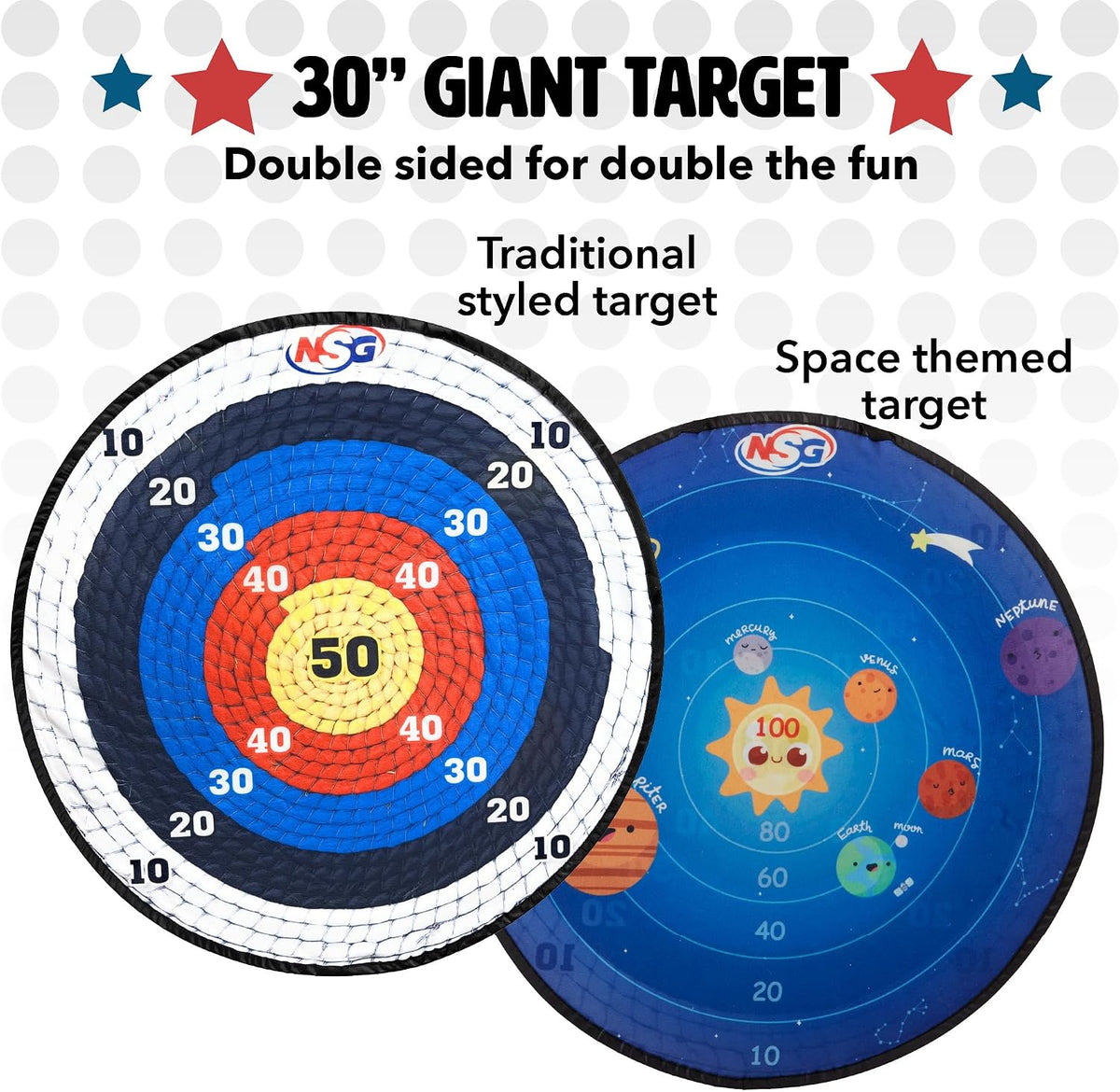 Target Toss 30" Double-Sided Dart Board, 12 Sticky Balls & Carry Bag