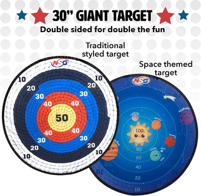 Target Toss 30" Double-Sided Dart Board, 12 Sticky Balls & Carry Bag