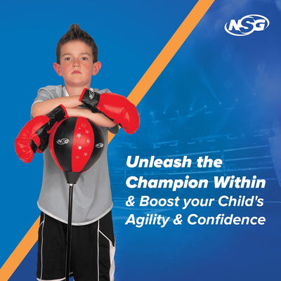 NSG Kids Freestanding Adjustable Height Boxing Set
