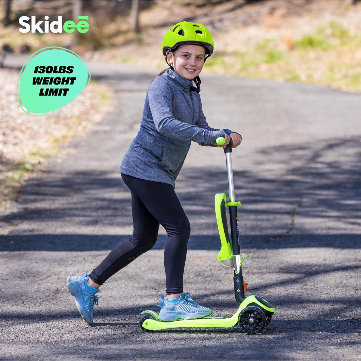 SKIDEE Kids 3-Wheel Scooter, Foldable, Adjustable, LED Light Wheels
