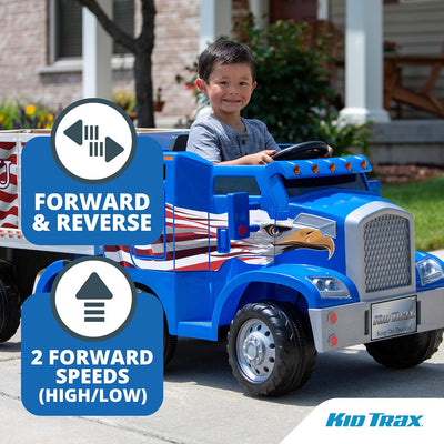 Kid Trax 12V Semi Truck Ride On Toys w/Detachable Cargo Trailer