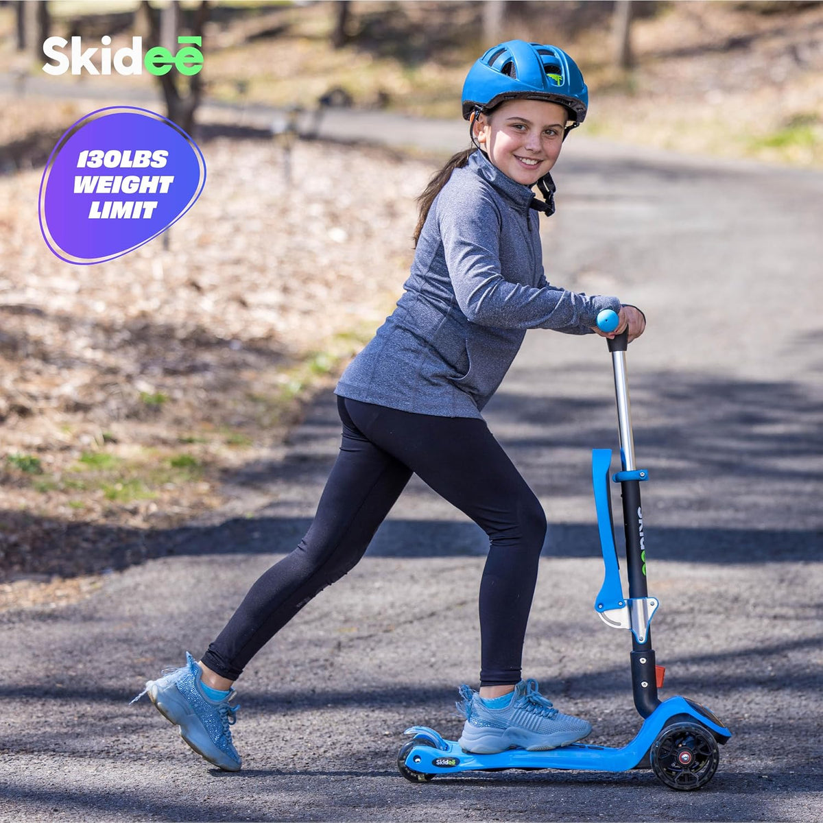 SKIDEE Kids 3-Wheel Scooter, Foldable, Adjustable, LED Light Wheels