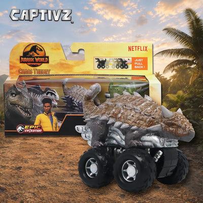 Jurassic World Chaos Theory Zoom Riders 3 Mystery Dinosaur Toys for Kids 3+