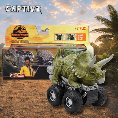 Jurassic World Chaos Theory Zoom Riders 3 Mystery Dinosaur Toys for Kids 3+