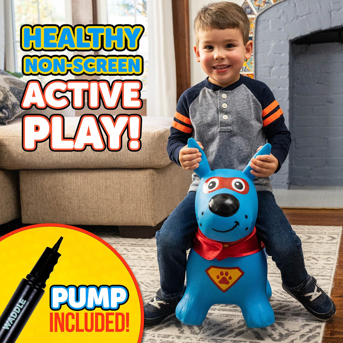 Waddle Bouncy Animal Hopper, Inflatable Riding Toy, Ages 2+