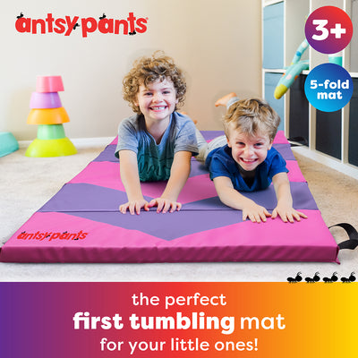 Antsy Pants Tumbling Mat for Kids - 5-Fold Gymnastics Mat, Easy to Clean, Sturdy, Foldable Tumbling Mats