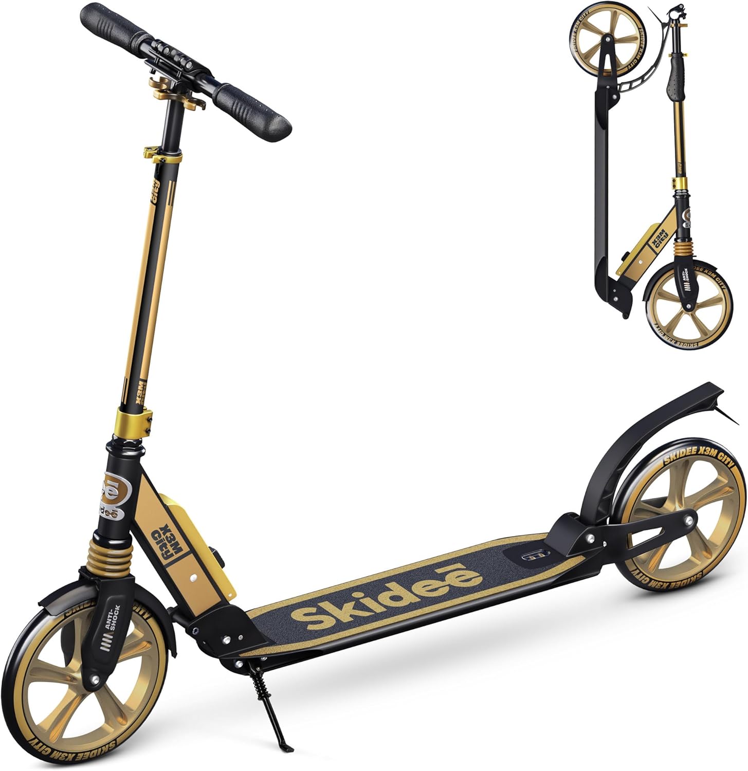 X3M Scooter for Kids Ages 6-12 - Scooters for Teens 12 Years and Up - Adult Scooter with Anti-Shock Suspension - Scooter for Kids 8 Years and Up with 4 Adjustment Levels Handlebar Up to 41 Inches High