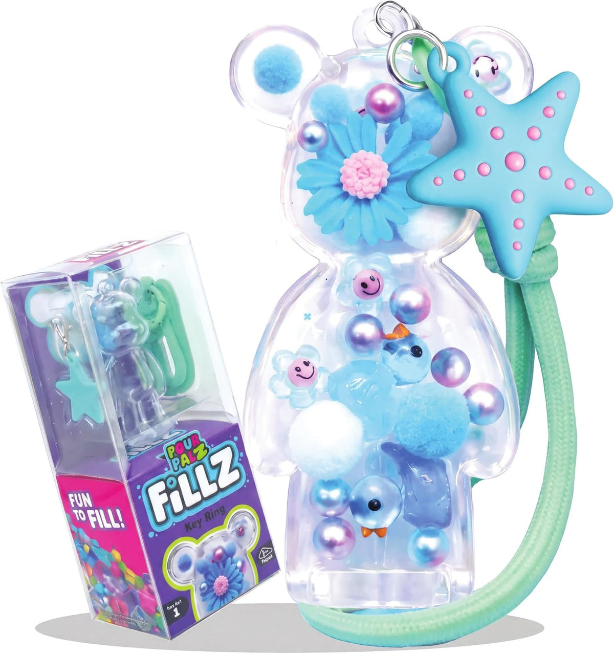 Pour Palz Fillz Mini Bear Keychain Kit, 30-Piece DIY Charm for Kids Ages 5+
