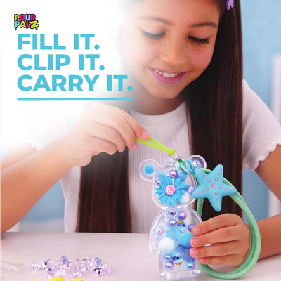 Pour Palz Fillz Mini Bear Keychain Kit, 30-Piece DIY Charm for Kids Ages 5+