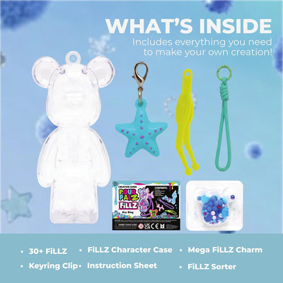 Pour Palz Fillz Mini Bear Keychain Kit, 30-Piece DIY Charm for Kids Ages 5+