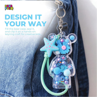 Pour Palz Fillz Mini Bear Keychain Kit, 30-Piece DIY Charm for Kids Ages 5+