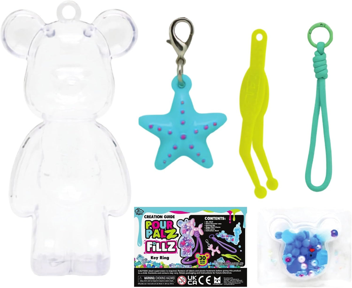 Pour Palz Fillz Mini Bear Keychain Kit, 30-Piece DIY Charm for Kids Ages 5+
