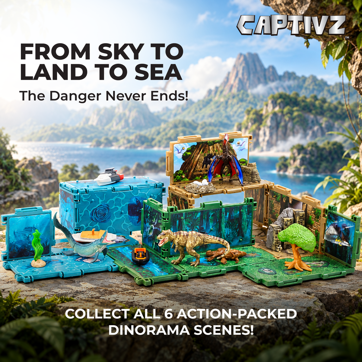 Jurassic World Dinorama Dinosaur Toys Playset for Kids Ages3+