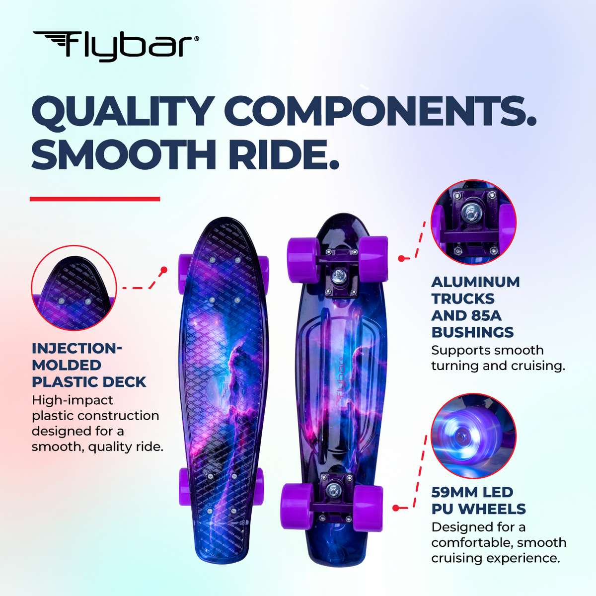 Flybar 22 Inch Kids Skateboard – Mini Cruiser Skateboards for Kids Ages 6-12, Outdoor Toys, Lightweight, Durable, Non-Slip Deck, ABEC-7 Bearings, Holds up to 175 lbs