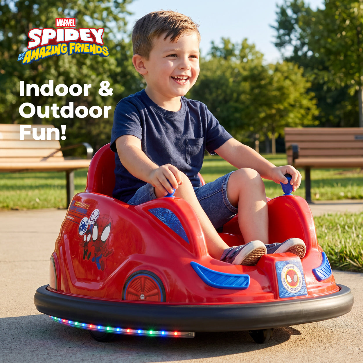Flybar 6V Marvel Spidey Bumper Car Ride On Toy