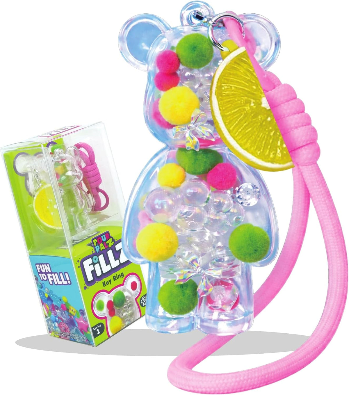 Pour Palz Fillz Mini Bear Keychain Kit, 30-Piece DIY Charm for Kids Ages 5+