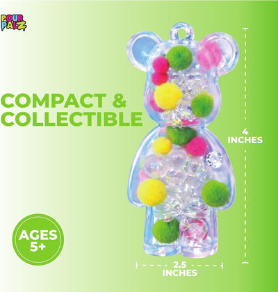 Pour Palz Fillz Mini Bear Keychain Kit, 30-Piece DIY Charm for Kids Ages 5+