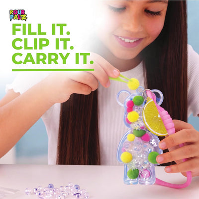 Pour Palz Fillz Mini Bear Keychain Kit, 30-Piece DIY Charm for Kids Ages 5+