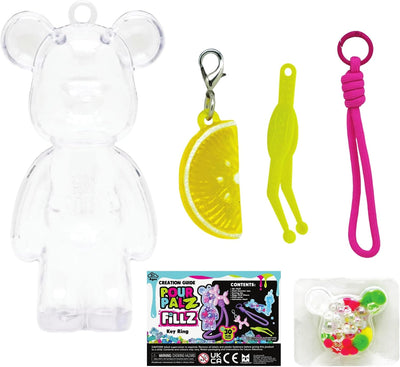 Pour Palz Fillz Mini Bear Keychain Kit, 30-Piece DIY Charm for Kids Ages 5+