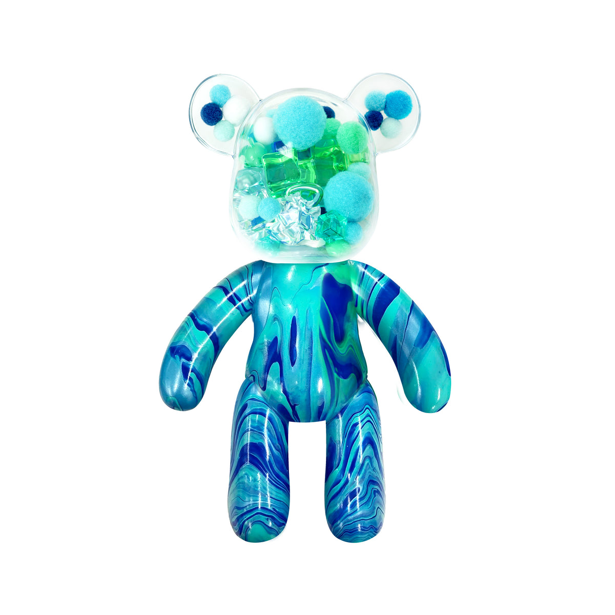 Fillz Large Bear DIY Acrylic Pouring Paint Craft Set Kids Ages 5+, Includes 60 Piece Charms, Clear Head Shows Designs, Adjustable Limbs Support Collecting, Keepsake Styling &amp; Decor, Sea Breeze, Star Dust, and Summer Vibes.