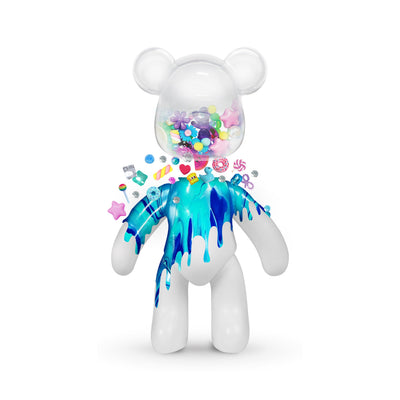 Fillz Large Bear DIY Acrylic Pouring Paint Craft Set Kids Ages 5+, Includes 60 Piece Charms, Clear Head Shows Designs, Adjustable Limbs Support Collecting, Keepsake Styling &amp; Decor, Sea Breeze, Star Dust, and Summer Vibes.