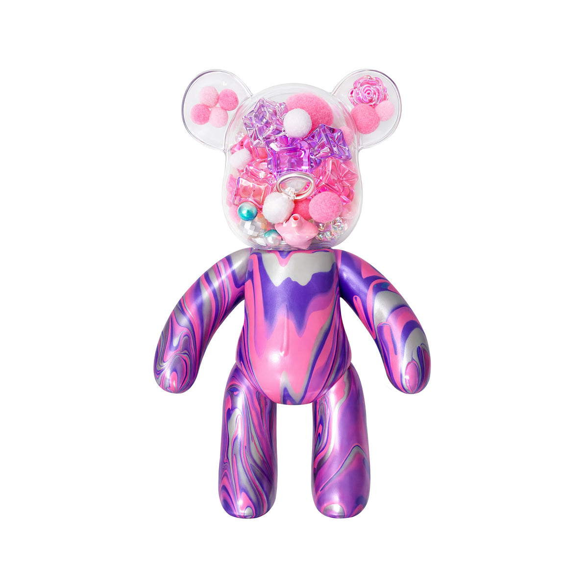 Fillz Large Bear DIY Acrylic Pouring Paint Craft Set Kids Ages 5+, Includes 60 Piece Charms, Clear Head Shows Designs, Adjustable Limbs Support Collecting, Keepsake Styling &amp; Decor, Sea Breeze, Star Dust, and Summer Vibes.
