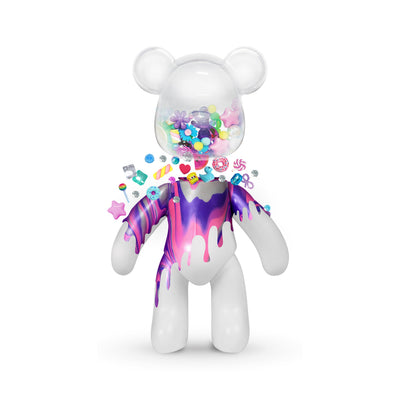 Fillz Large Bear DIY Acrylic Pouring Paint Craft Set Kids Ages 5+, Includes 60 Piece Charms, Clear Head Shows Designs, Adjustable Limbs Support Collecting, Keepsake Styling &amp; Decor, Sea Breeze, Star Dust, and Summer Vibes.