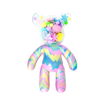 Fillz Large Bear DIY Acrylic Pouring Paint Craft Set Kids Ages 5+, Includes 60 Piece Charms, Clear Head Shows Designs, Adjustable Limbs Support Collecting, Keepsake Styling &amp; Decor, Sea Breeze, Star Dust, and Summer Vibes.