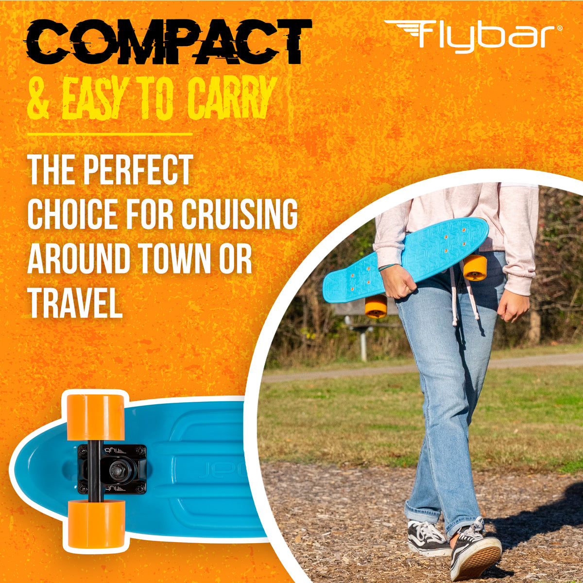 Flybar 22 Inch Kids Skateboard – Mini Cruiser Skateboards for Kids Ages 6-12, Outdoor Toys, Lightweight, Durable, Non-Slip Deck, ABEC-7 Bearings, Holds up to 175 lbs