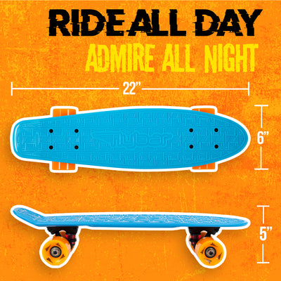 Flybar 22 Inch Kids Skateboard – Mini Cruiser Skateboards for Kids Ages 6-12, Outdoor Toys, Lightweight, Durable, Non-Slip Deck, ABEC-7 Bearings, Holds up to 175 lbs