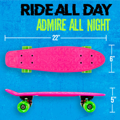 Flybar 22 Inch Kids Skateboard – Mini Cruiser Skateboards for Kids Ages 6-12, Outdoor Toys, Lightweight, Durable, Non-Slip Deck, ABEC-7 Bearings, Holds up to 175 lbs