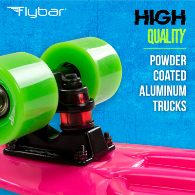 Flybar 22 Inch Kids Skateboard – Mini Cruiser Skateboards for Kids Ages 6-12, Outdoor Toys, Lightweight, Durable, Non-Slip Deck, ABEC-7 Bearings, Holds up to 175 lbs