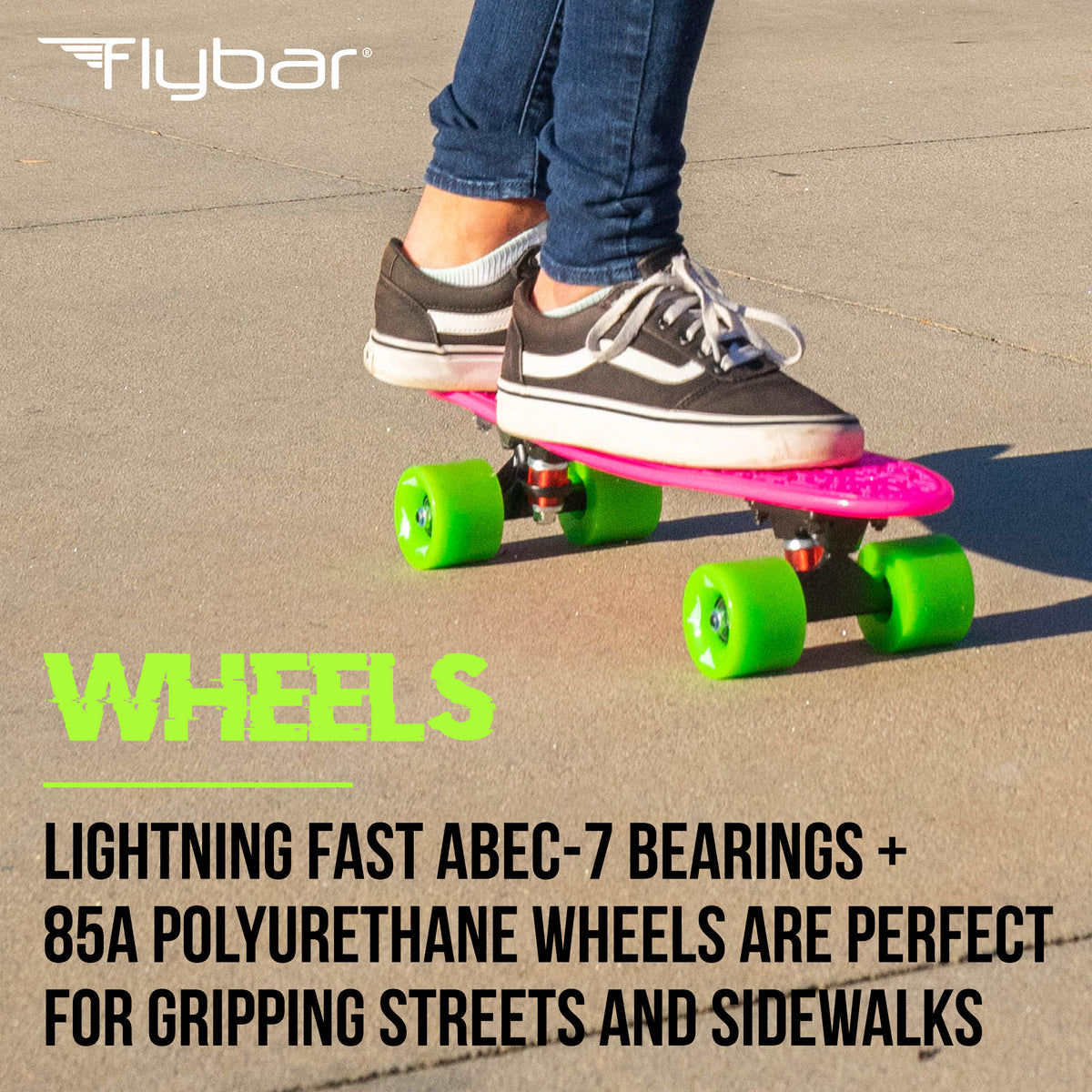 Flybar 22 Inch Kids Skateboard – Mini Cruiser Skateboards for Kids Ages 6-12, Outdoor Toys, Lightweight, Durable, Non-Slip Deck, ABEC-7 Bearings, Holds up to 175 lbs