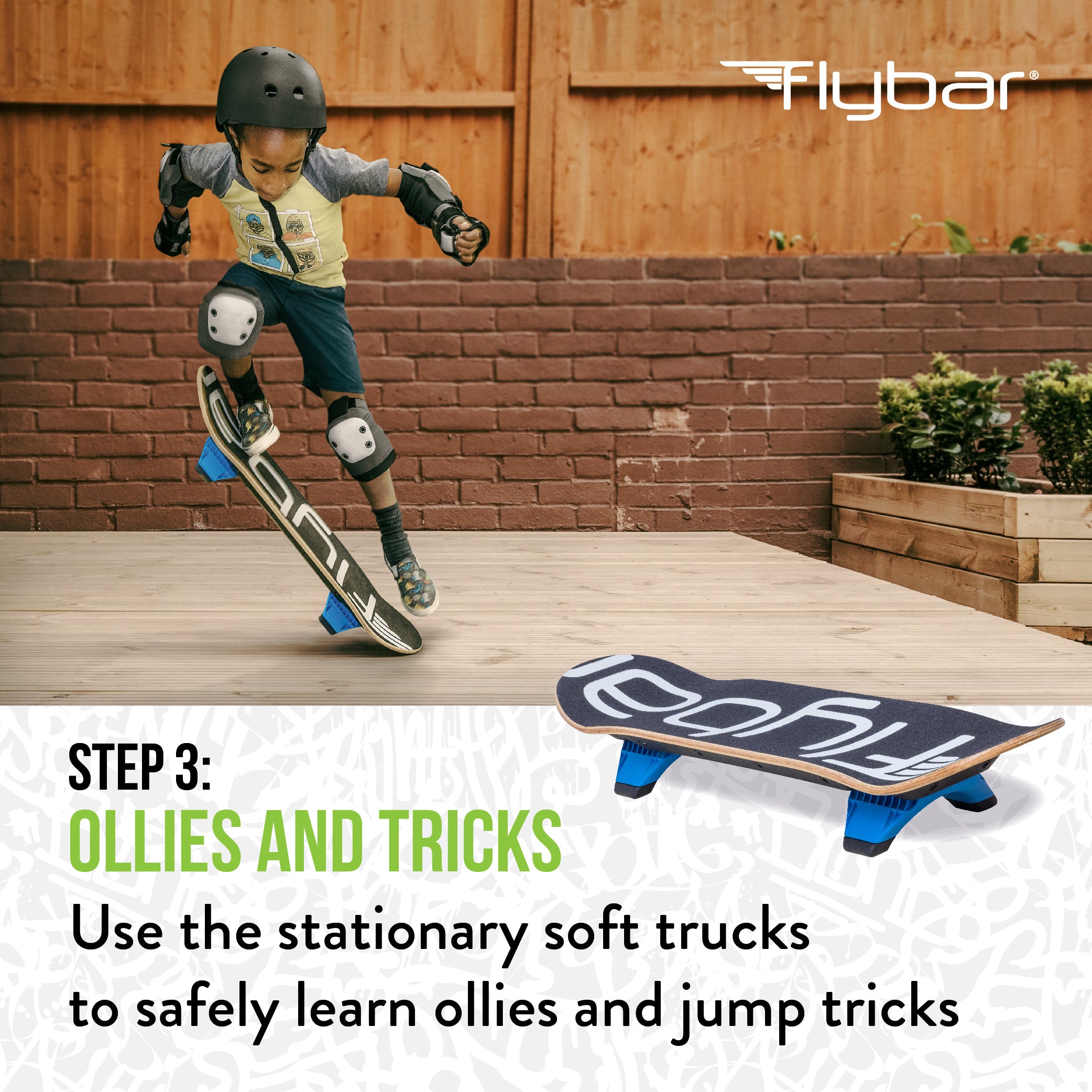 Flybar 3 in-1 Learn to Skate – Complete Skateboard for Beginners, Balance Board, Skateboard Accessories, Learn Skate Tricks Fast and Easy, Ollies, Backflips, Durable, Boys, Girls, Ages 6+, 100 lbs