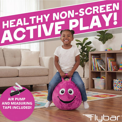 Flybar Hopper Ball for Kids, Plush  Inflatable Hippity Hop Bounce Ball w/ Handle, Ages 6+
