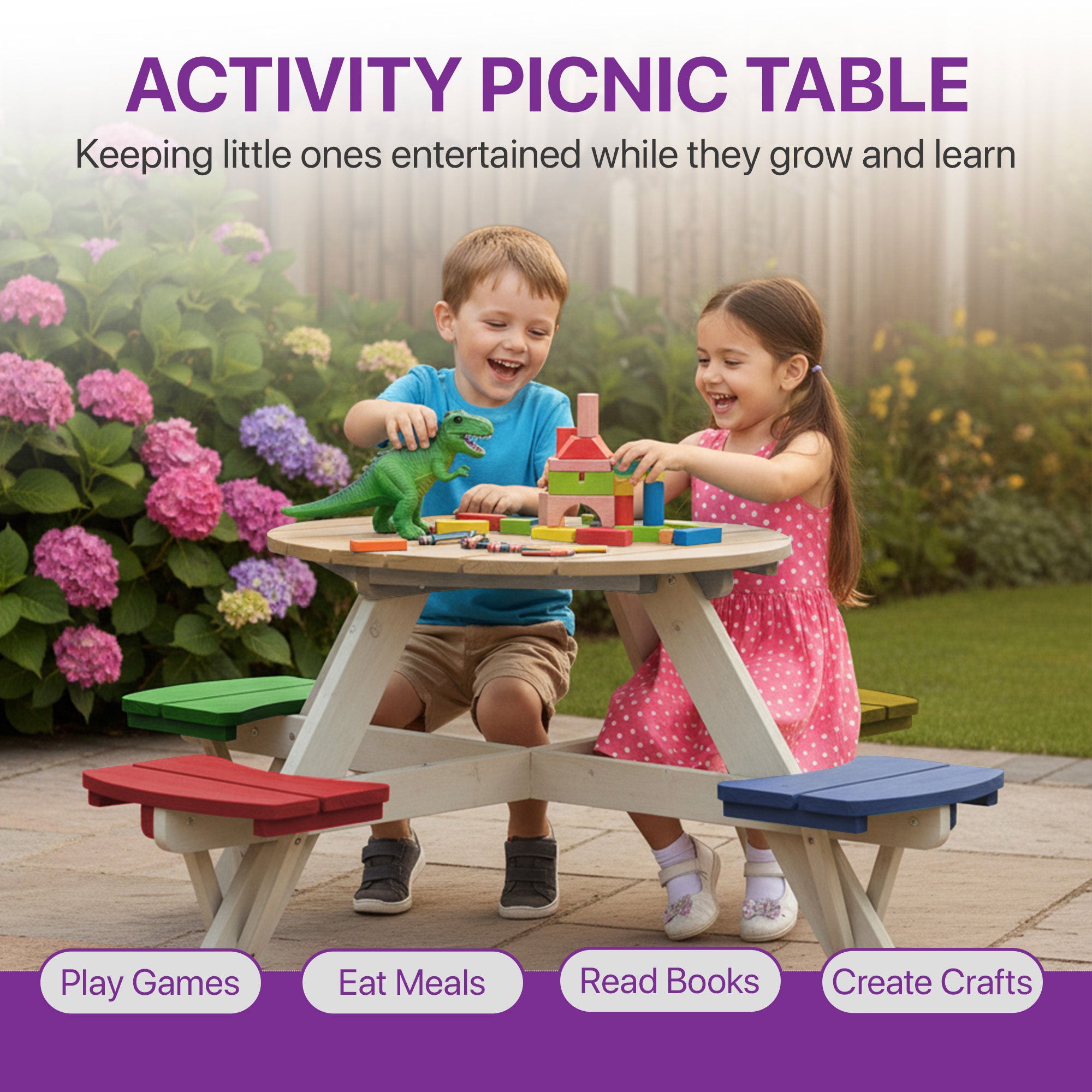 Plum® Circular Picnic Table with Coloured Seats