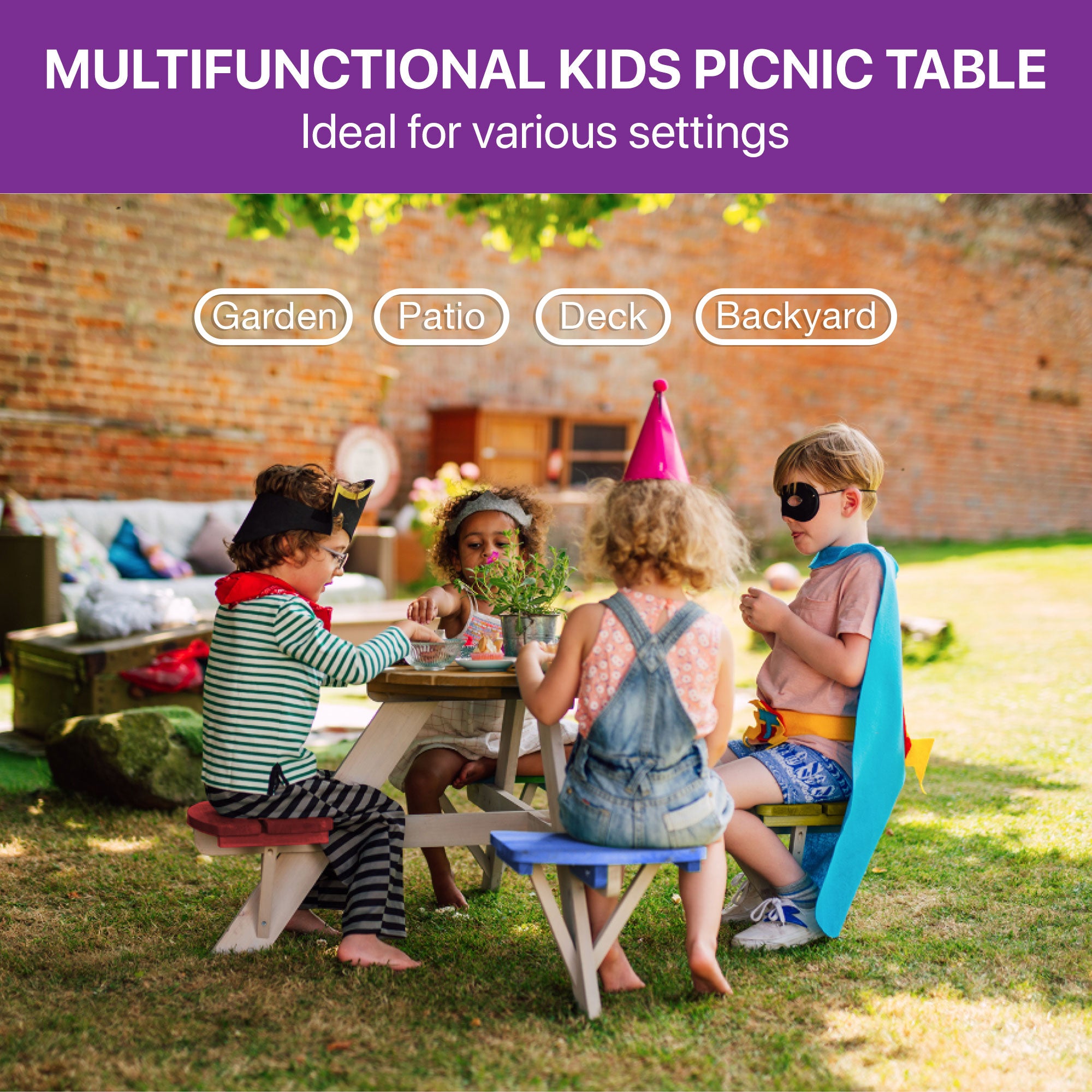Plum® Circular Picnic Table with Coloured Seats