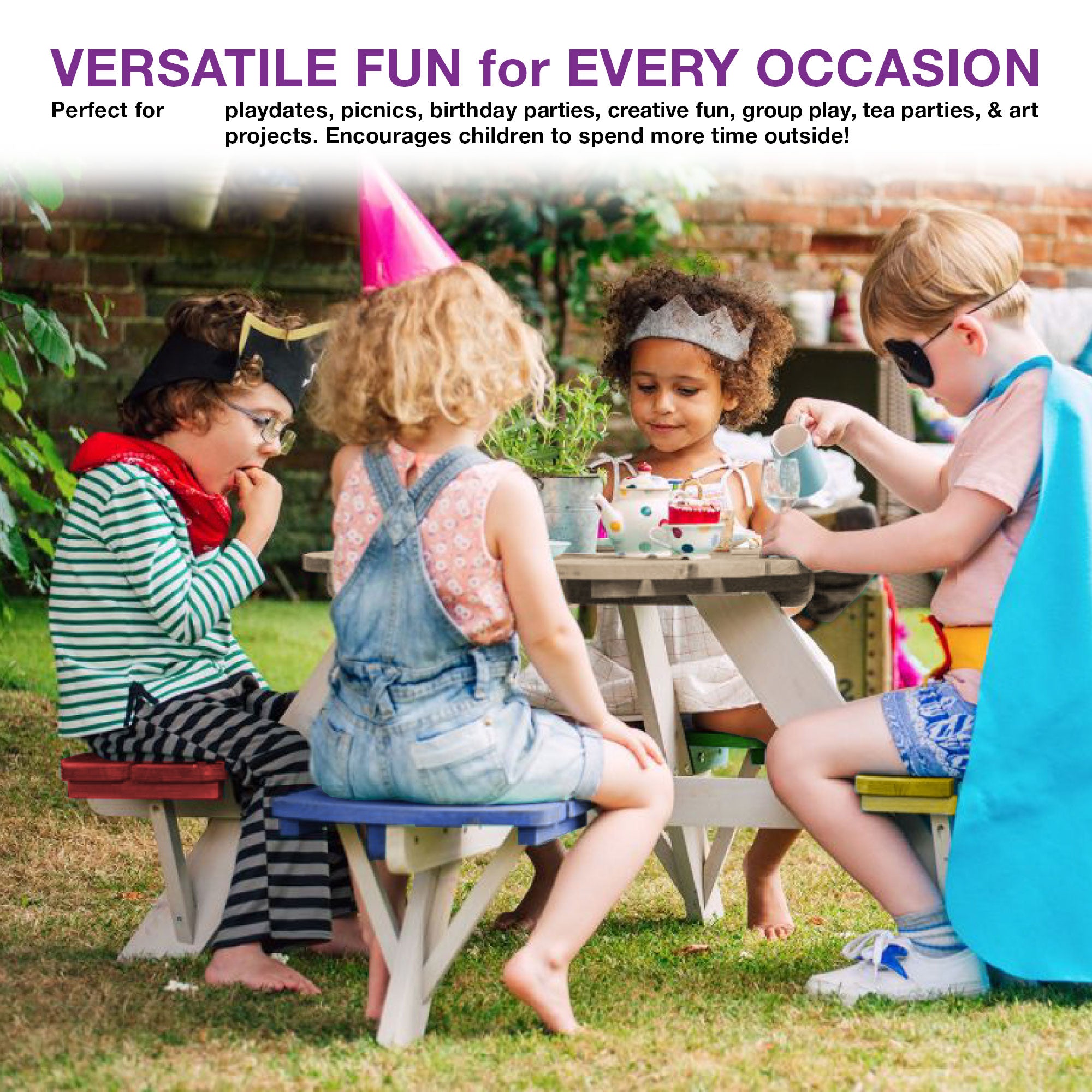 Plum® Circular Picnic Table with Coloured Seats