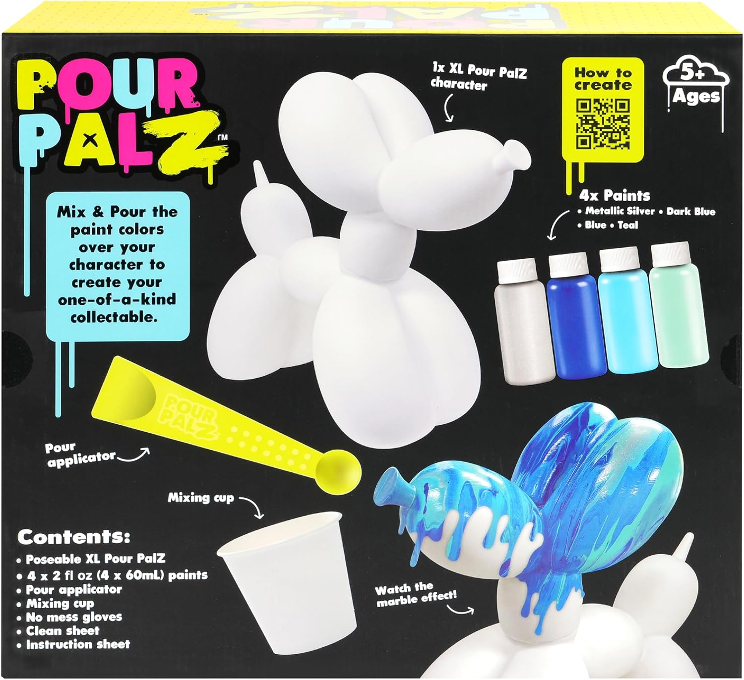 Pour Palz DIY Paint Pouring Kit - 1 XL Bear Figurine - Create Unique Marbled Art
