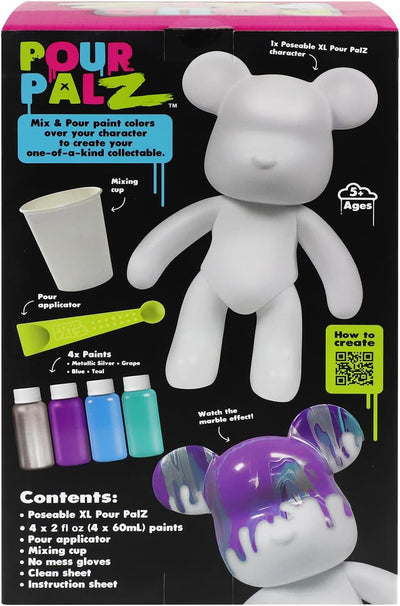 Pour Palz DIY Paint Pouring Kit - 1 XL Bear Figurine - Create Unique Marbled Art