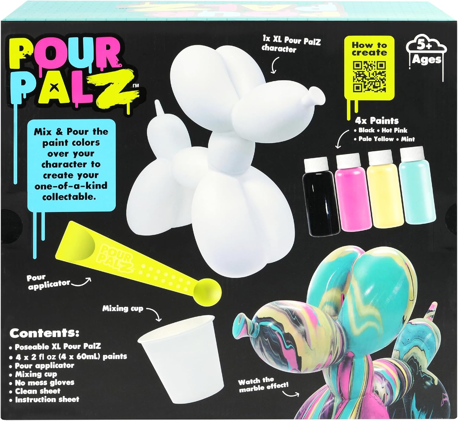Pour Palz DIY Paint Pouring Kit - 1 XL Bear Figurine - Create Unique Marbled Art